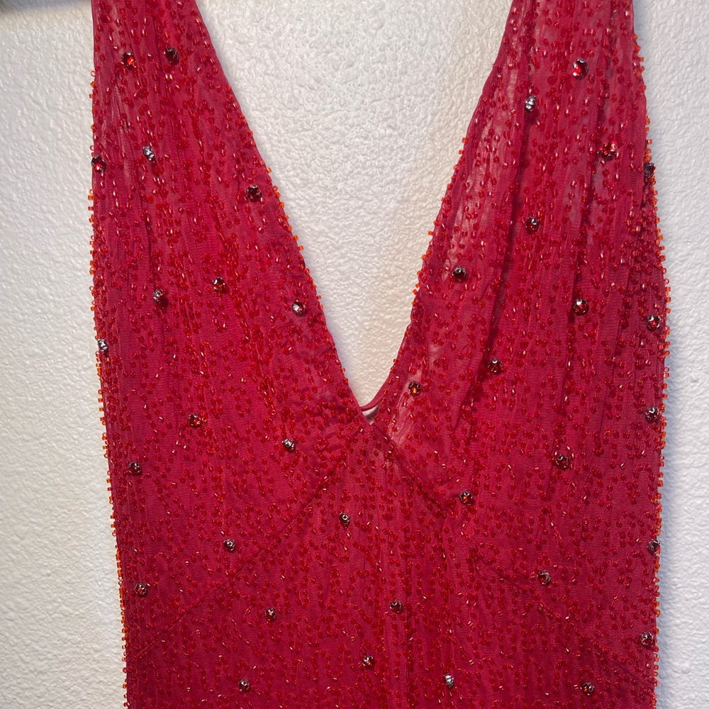 Oh Polly Colmar Embellished Plunge Neck Evening Gown